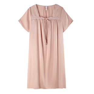 轩靓冰丝睡裙女夏季薄款短袖2026新款夏天仿真丝绸性感大码连衣裙