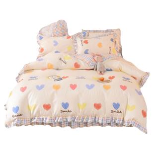 韩式纯棉床裙四件套少女心ins秋夏花边被套床单床上三件套公主风4