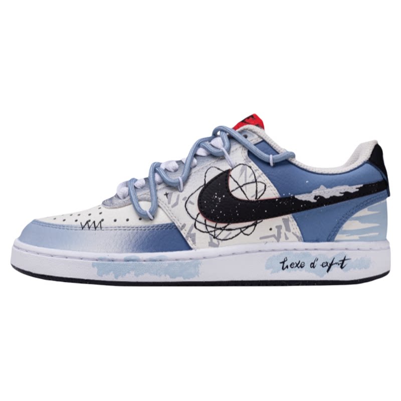 球鞋定制 Nike Court Vision 星系环绕 太空涂鸦泼墨低帮男款板鞋