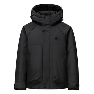 鸭鸭羽绒服男款2025年冬季新款短款纯色工装外套防风保暖漫步系列