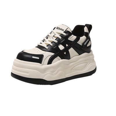 SENMA/森马女鞋秋季休闲圆头透气运动板鞋厚底增高时尚小白鞋优享