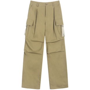 bosie伯喜秋新款宽松休闲裤男情侣工装大口袋织唛百搭拖地裤长裤