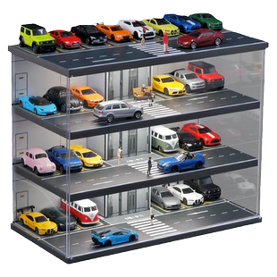 收藏家1:64车模停车场适用多美卡风火轮玩具小汽车模型收纳展示柜