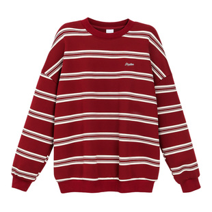 TurnSignal潮牌时尚条纹卫衣女加绒加厚冬季休闲宽松百搭套头上衣