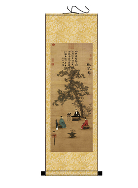 宋徽宗听琴图挂画客厅装饰字画