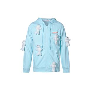 NOISY TEDDY男女同款25年秋新款可爱熊装饰连帽开衫卫衣宽松时尚