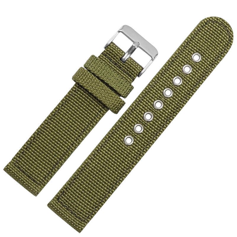 军绿色尼龙帆布手表带男 代用天梭速驰精工5号黑绿水鬼罐头天美时