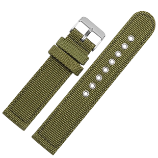 军绿色尼龙帆布手表带男 代用天梭速驰精工5号黑绿水鬼罐头天美时