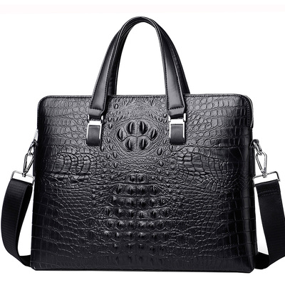 鳄鱼纹手提商务公文包包