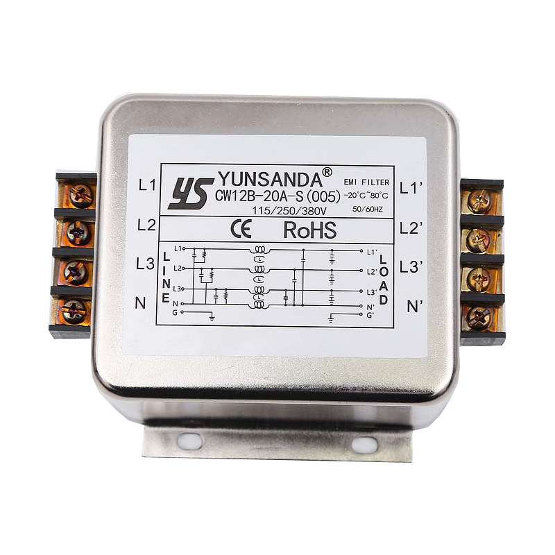 台湾YUNSANDA三相380V伺服变频电源滤波器CW12B-20A-S(005)端子台