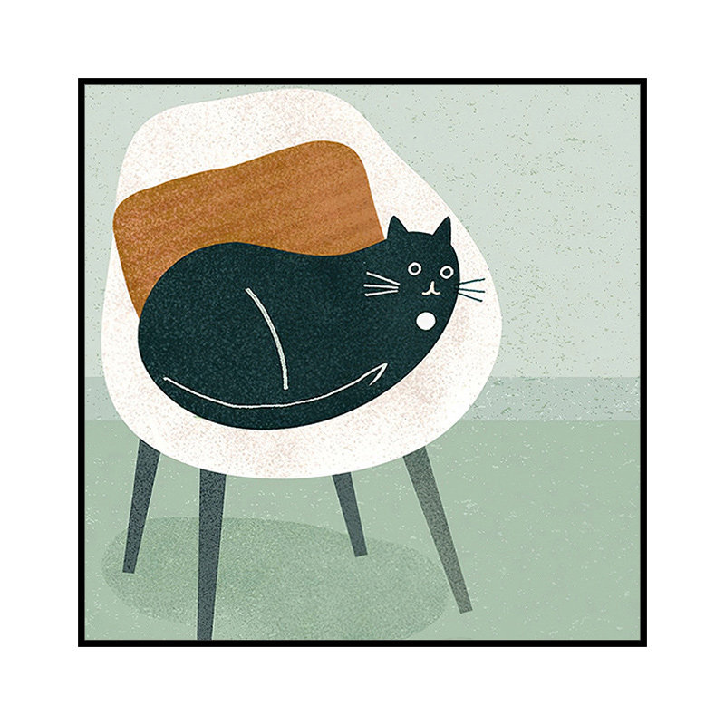 简约清新北欧风小众猫咪装饰画芯现代装饰画
