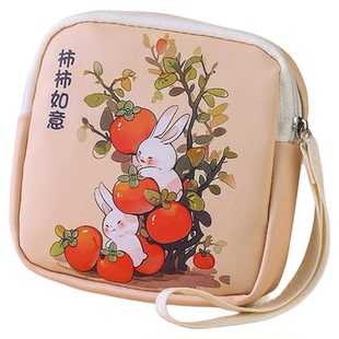柿柿如意小号可爱零钱包印花口红化妆包女生月事包迷你收纳拉链包