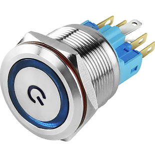 22mm带自锁环形带电源符号灯复位不锈钢金属按钮启动开关防水