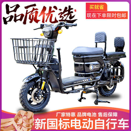 载重王电动车代步自行车拉上锂电电瓶车送外卖两轮王牌餐长跑货可