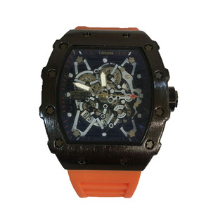 理查德二战创意机械骷髅头男表个性潮表酒桶型硅胶带运动男士手表