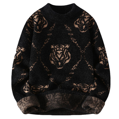 虎头仿貂绒厚款半高领修身毛衣男