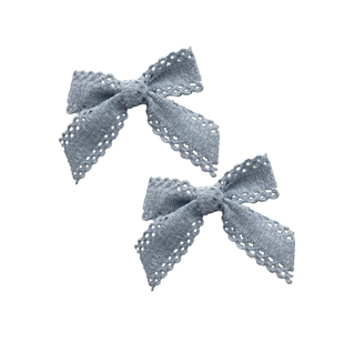 超级温柔百搭的一款奶蓝色蕾丝蝴蝶结发圈发夹双马尾头绳少女发卡