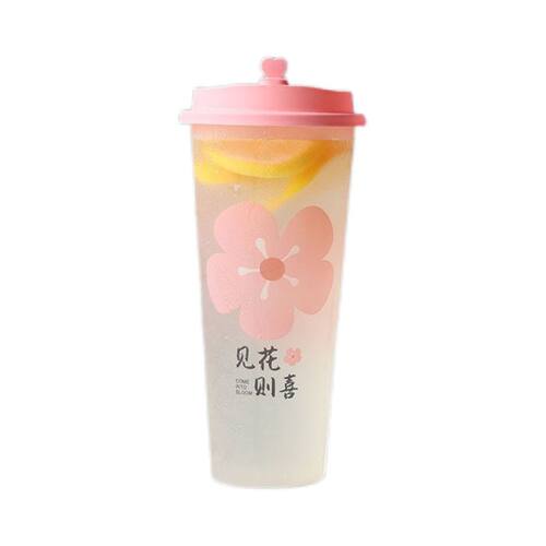 奶茶一次性杯子带盖带吸管塑料杯冷饮杯柠檬茶杯子磨砂注塑杯订做