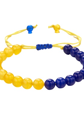 时尚创意珠子黄蓝色手工编织手串