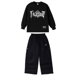 儿童街舞潮服套装男童女童爵士舞演出服少儿服装练功服现代舞裤子