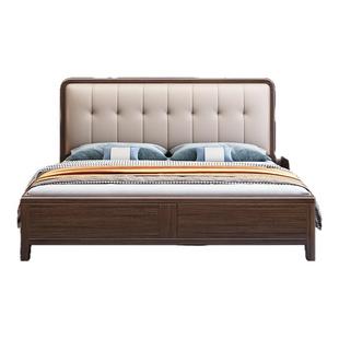 新中式紫檀木1.5全实木大床榫卯满铺真皮软包1.8米主卧双人床婚床