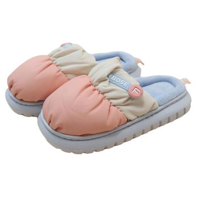 时尚拼色保暖防水棉拖鞋