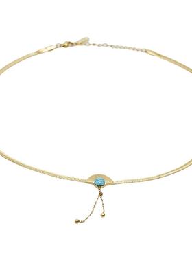 钛钢l绿松石扇形流苏项链