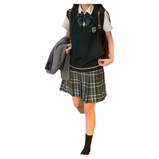 【颜沐溪】奈良 日系jk制服墨绿色背心 针织马甲斯莱林优等学院风