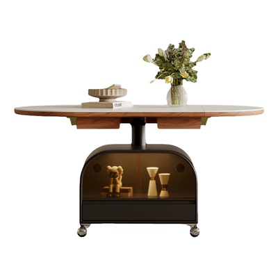 【自营】EPHDARREN/弗达伦意式极简椭圆岩板餐桌茶几折叠升降客厅