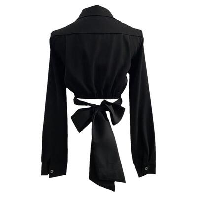 原创2022复古辣妹绑带蝴蝶结修身