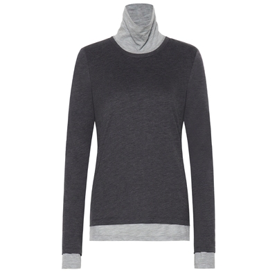 纳薇2025秋冬新款高领叠穿假两件打底衫女内搭天丝羊毛修身肌底衣