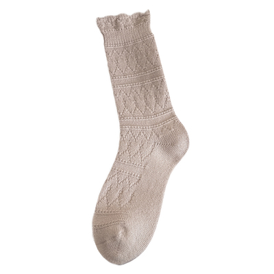 羊毛质感miu系袜子女奶白花边显瘦学院风秋冬季保暖堆堆中筒袜厚