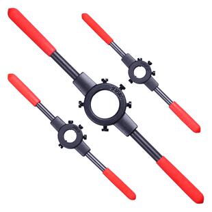 松崎精密铸钢手动圆板牙扳手套丝绞手架绞丝器水管螺纹开攻牙工具