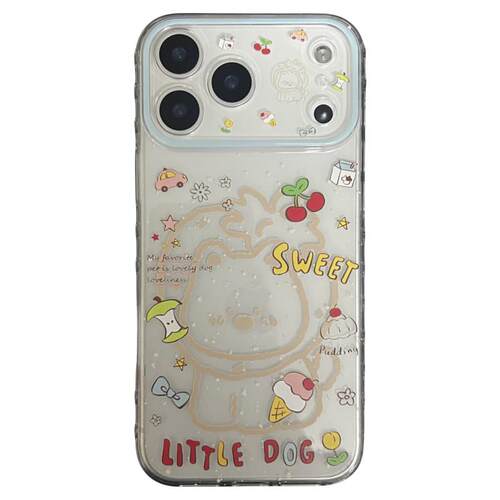 可爱透明莓犬童带链条适用苹果18promax手机壳iphone17pro女款16新款15防摔13韩风小众14趣味卡通简约少女心