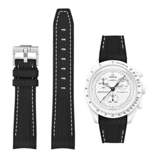 适用moonswatch表带颗粒纹理硅胶Omega欧米茄斯沃琪联名款史努比