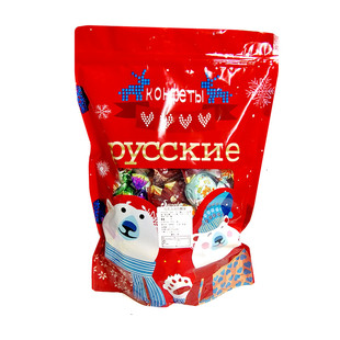 新年混合糖果俄罗斯进口夹心巧克力零食多口味果仁过年糖年货特产