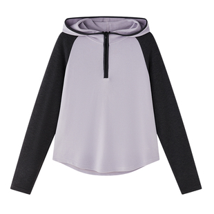 云上生活【漫步绒感】贴身撞色减龄双面绒长袖卫衣半拉链上衣女