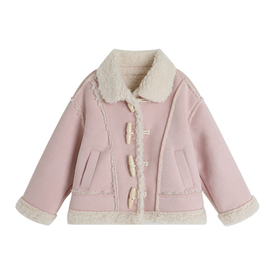 新款儿童百搭可爱粉色拼接外套