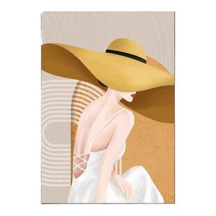 莫兰迪艺术人物客厅装饰画现代走廊玄关大幅落地画原木奶油风挂画