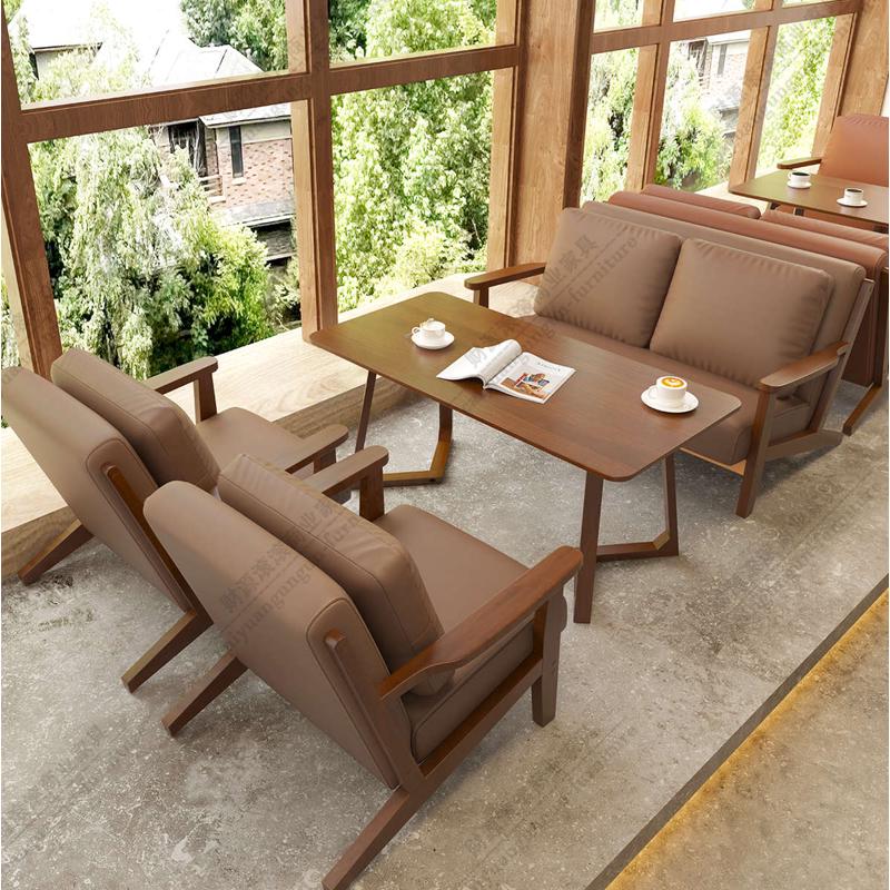 复古咖啡厅桌椅组合奶茶店餐饮休闲甜品酒店民宿接待洽谈沙发椅子