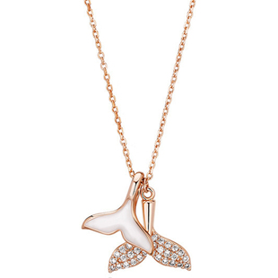 s925纯银鱼你相恋双鱼尾纯银项链女锁骨链简约清新气质礼物女饰