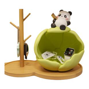 可爱熊猫入户门玄关钥匙收纳摆件鞋柜装饰品创意家居乔迁新居礼物