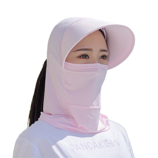 防晒帽子女薄款护颈脖子遮全脸冰丝面罩夏季骑行开车护脸罩包头帽
