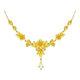 幸福之花项链花月佳期繁花似锦婚嫁花朵三金五金结婚仿真女黄金色