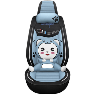 汽车坐垫四季通用亚麻布艺全包围车座套秋冬季网红专用卡通座椅套