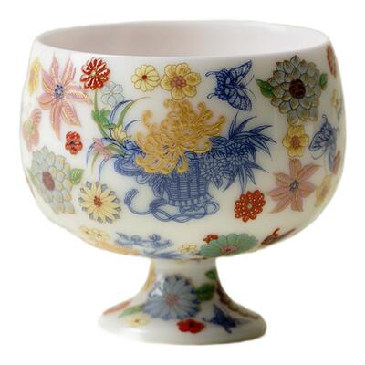 梵汝景德镇粉彩高足主人杯高颜值精致绘梦繁花茶杯高端陶瓷品茗杯