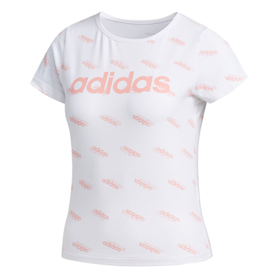 Adidas/阿迪达斯正品夏季新款女子运动休闲串标短袖T恤FM6190