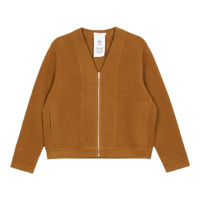 环保棉羊毛绒感V领开衫短外套