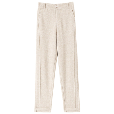 哈伦铅笔裤人字纹直筒九分烟管裤