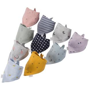 婴儿三角口水巾男宝宝围嘴a类纯棉三角巾新生小月龄防水围兜幼儿